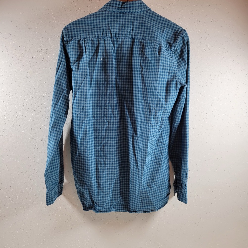 Lacoste Button Down Shirt Mens Small Blue Excellent Gingham Check Regular Fit - Picture 2 of 10
